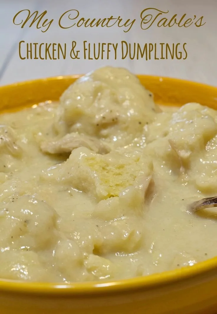 Delicious Chicken Dumplings with fluffy dumplings on a plate