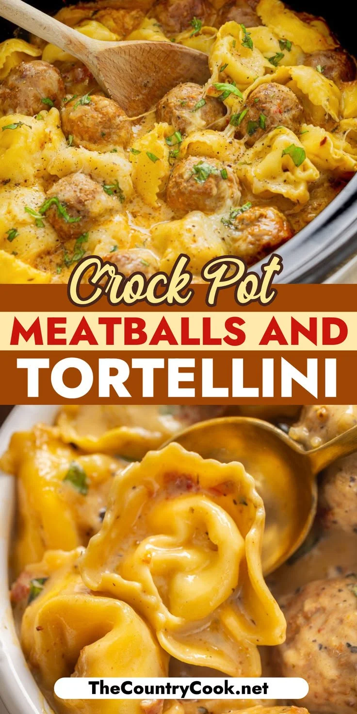 Crock Pot meatballs and tortellini in a savory sauce