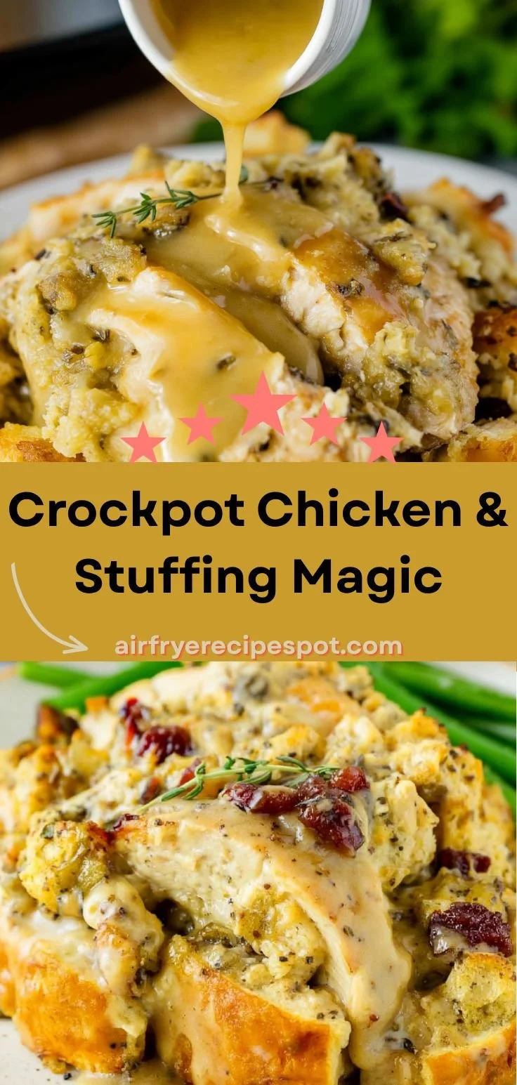 Crockpot Chicken and Stuffing in a slow cooker for a quick dinner option
