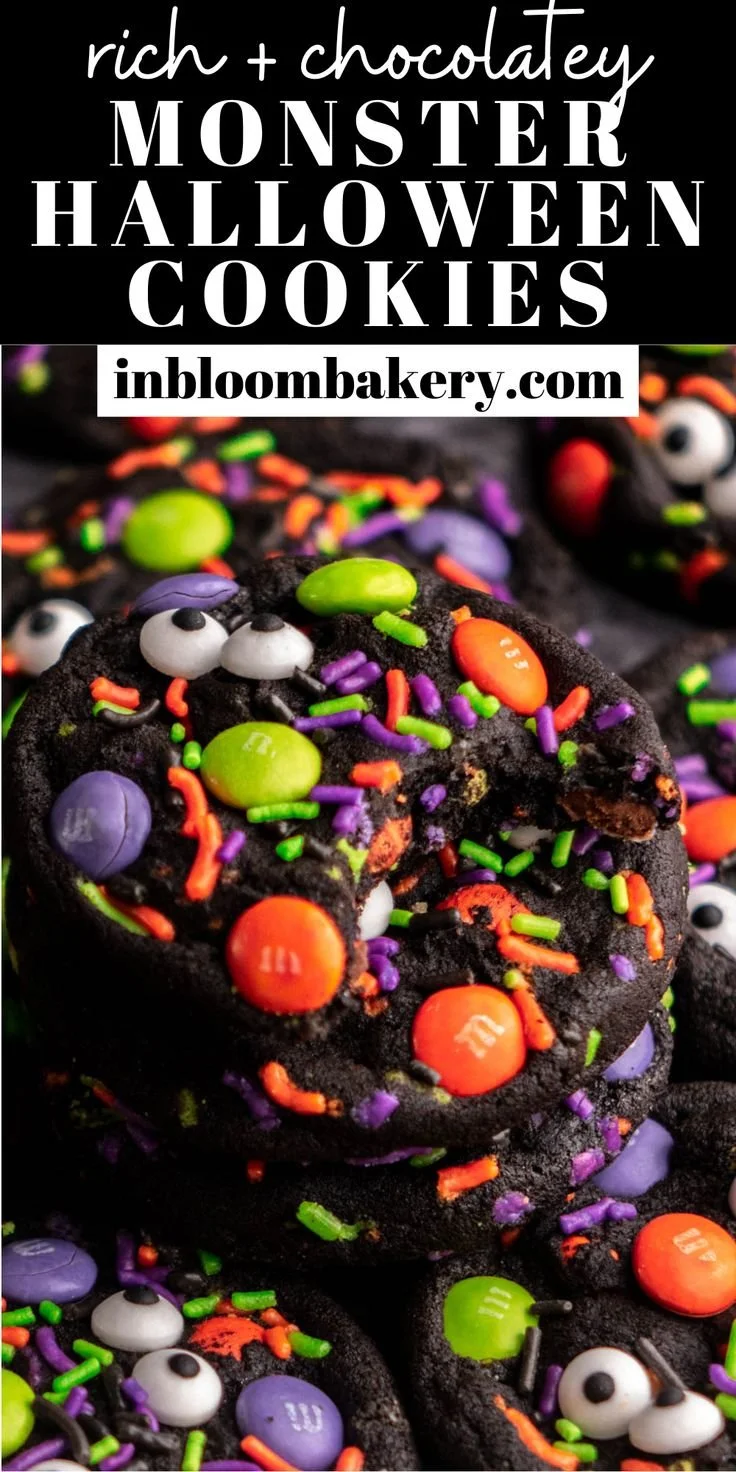 Colorful Halloween cookies with spooky designs from In Bloom Bakery
