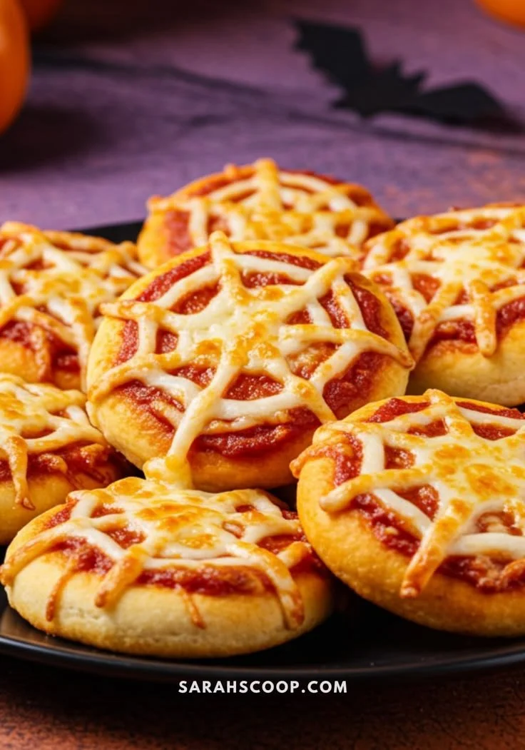Spiderweb Pizza Bites - delicious snack perfect for gatherings and parties